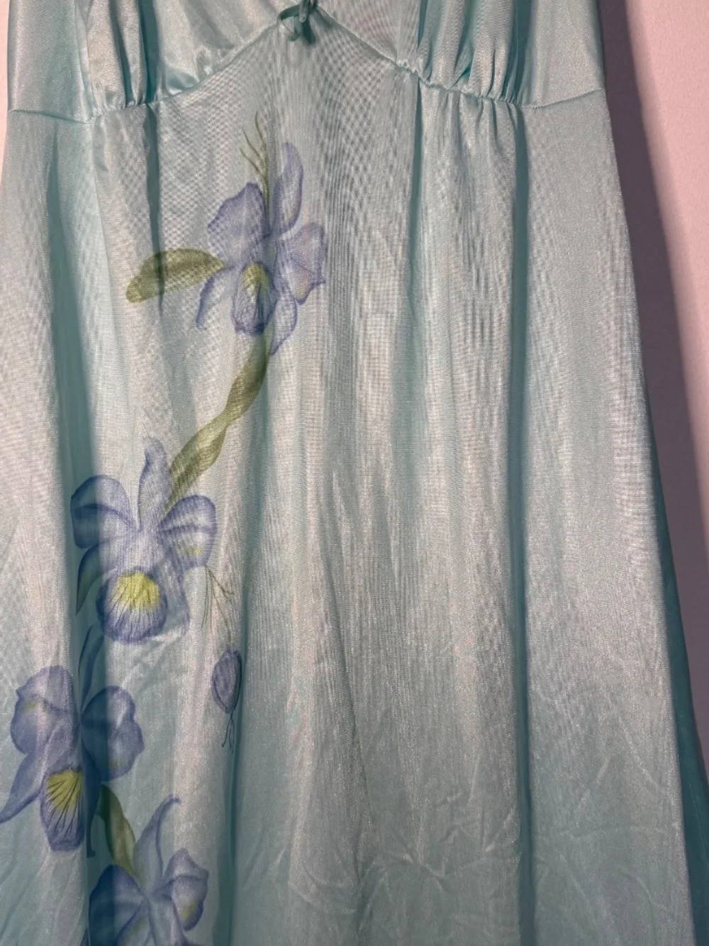 Vintage JCPenney Iris Floral Long Maxi Nightdown Slip Dress 70s 80s Union Made - Picture 3 of 8